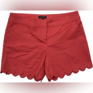 The Limited Red Scalloped Shorts SZ 14 Red Pockets Summer Spring Stretch Preppy